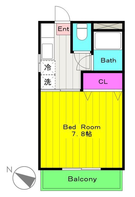 サンフリーゼE棟(1K/2階)の間取り写真