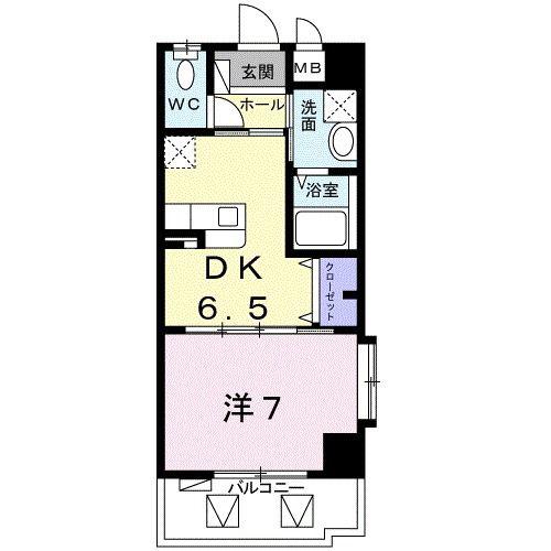 サニーマンション安慶名(1DK/2階)の間取り写真