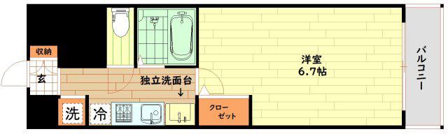 ラナップスクエア東天満(1K/9階)の間取り写真