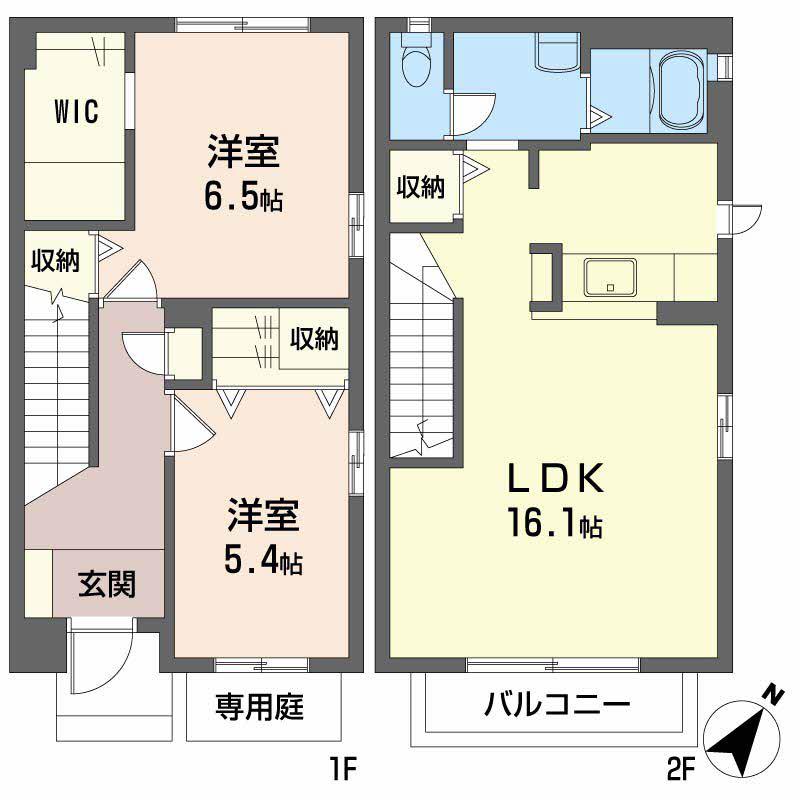 グリーンビュー相田B棟(1LDK/1階)の間取り写真