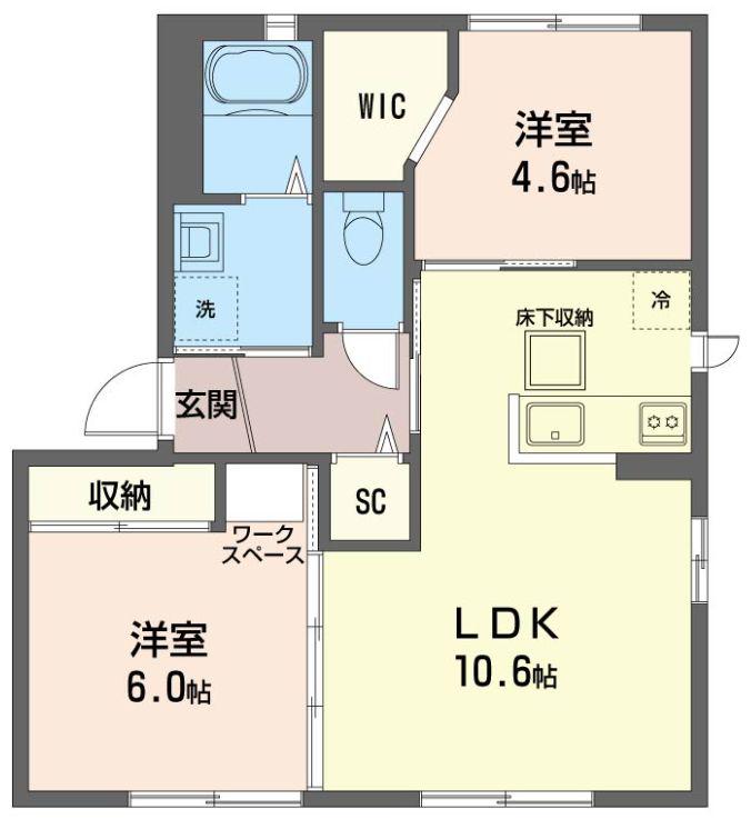 パステルハウス(2LDK/1階)の間取り写真