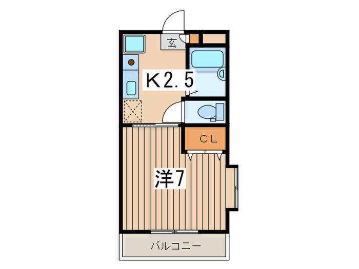 プランドールK(1K/2階)の間取り写真