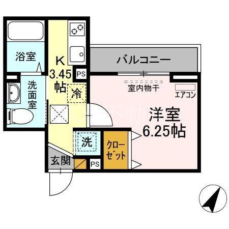 D-ROOM稲毛東(1LDK/1階)の間取り写真