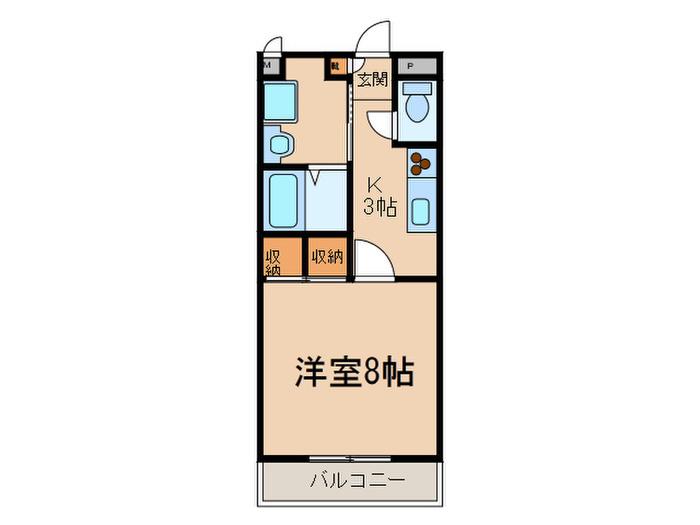 ROUND HILLS(1K/2階)の間取り写真