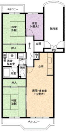 神宮東パークハイツ(3LDK/2階)の間取り写真