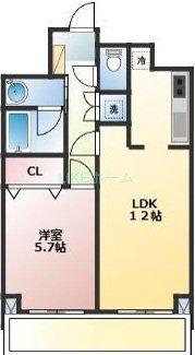 アルマース弐番館(1LDK/9階)の間取り写真