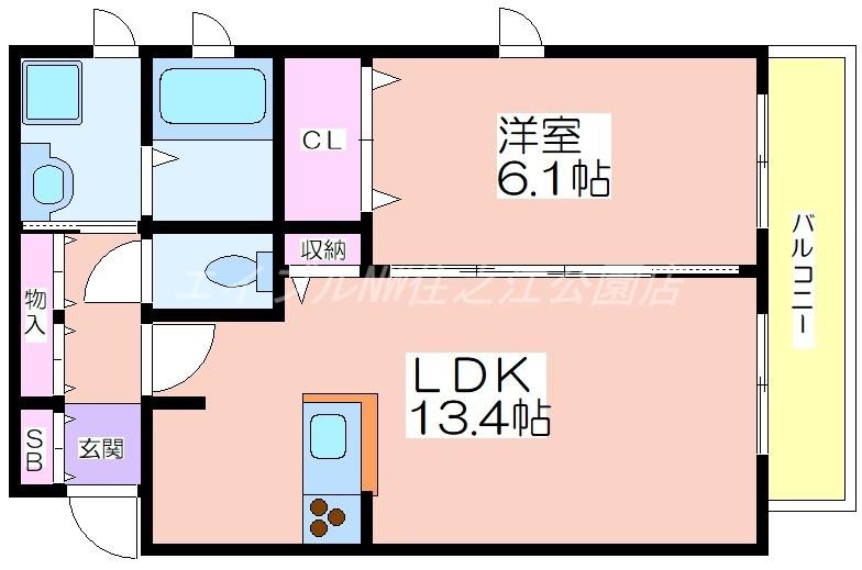 シャーメゾンウエストケープ(1LDK/2階)の間取り写真