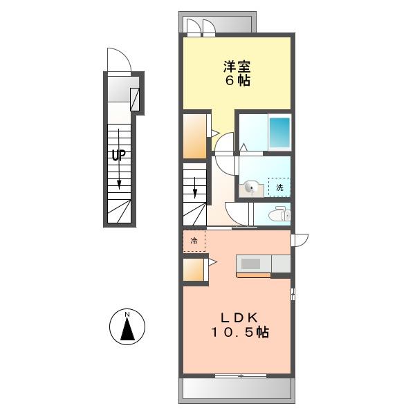 ローズ玉池(1LDK/2階)の間取り写真