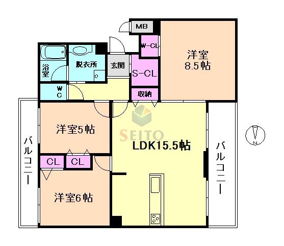 BLANC FORET(3LDK/2階)の間取り写真