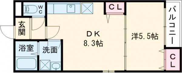 EIKOU菊水通(1LDK/2階)の間取り写真