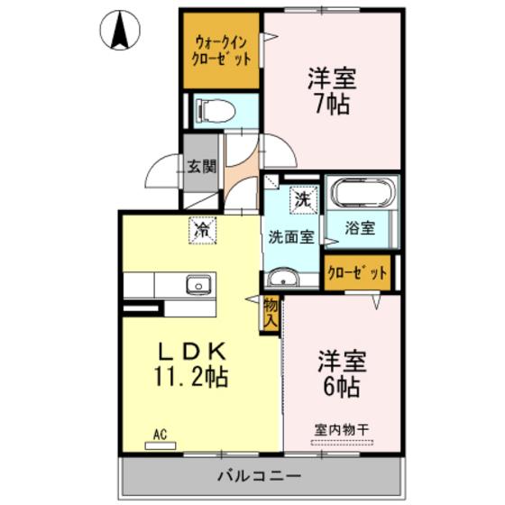 メルベーユ中筋(2LDK/3階)の間取り写真