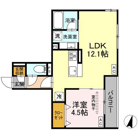ブルマーレ湘南台(1LDK/3階)の間取り写真