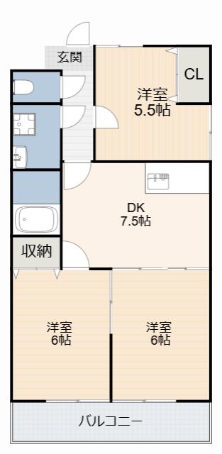 GARDENSITE 15(2LDK/3階)の間取り写真