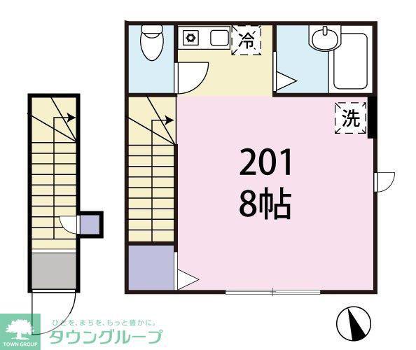 ドエル喜多見(ワンルーム/2階)の間取り写真
