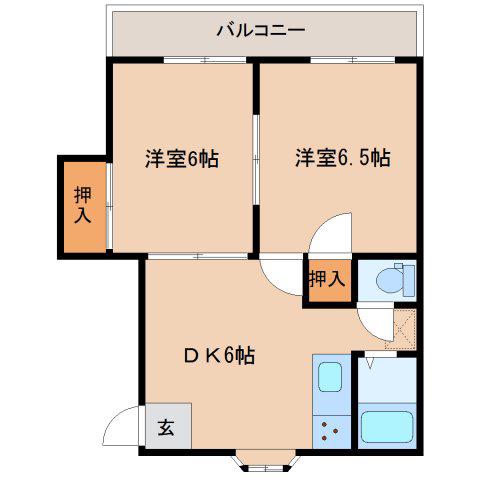 キャピタルハイツ川田A棟(2DK/2階)の間取り写真