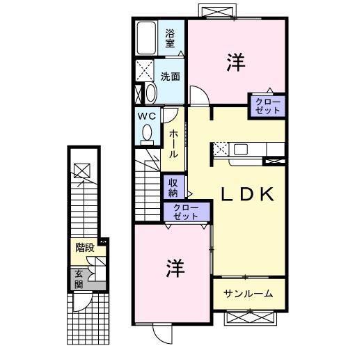 シュティルラント II(2LDK/2階)の間取り写真