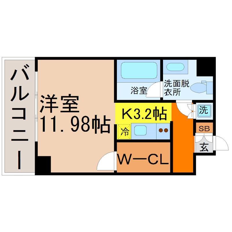 エルブ浄心(1K/3階)の間取り写真