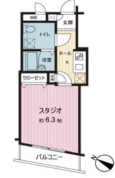 ガーラ神田淡路町(1K/8階)の間取り写真