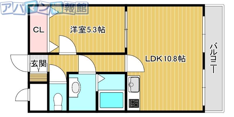 ピュアみやび一番館(1LDK/2階)の間取り写真