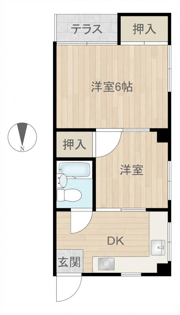 グレース岸里(2DK/1階)の間取り写真