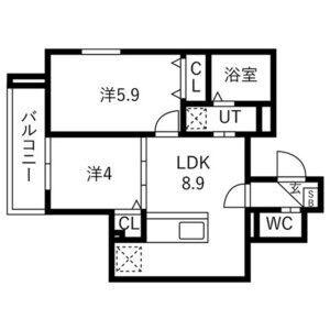 ルアナテラス38(2LDK/1階)の間取り写真