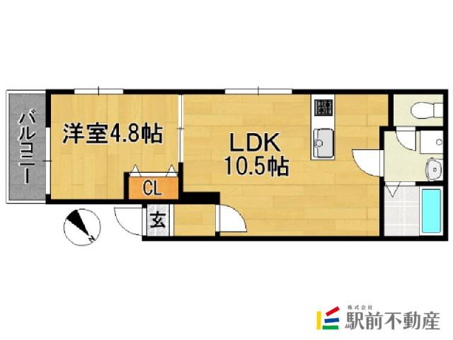 リテラ博多イーストII(1LDK/1階)の間取り写真
