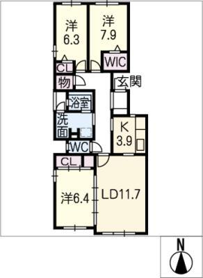 マストプラスII(3LDK/1階)の間取り写真