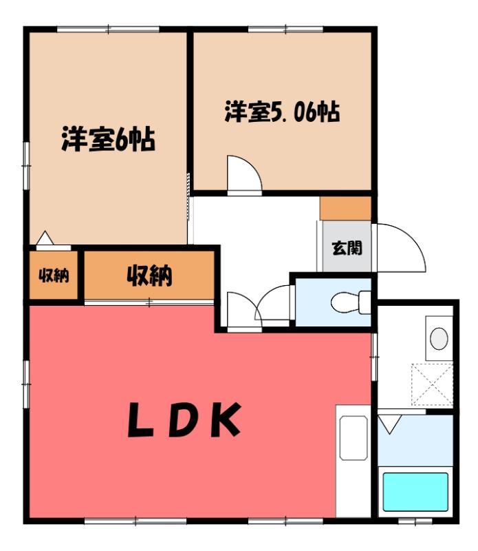 プレミールたばたB(2LDK/2階)の間取り写真