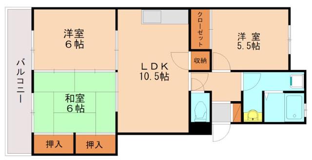 カーサ永浦(3LDK/3階)の間取り写真