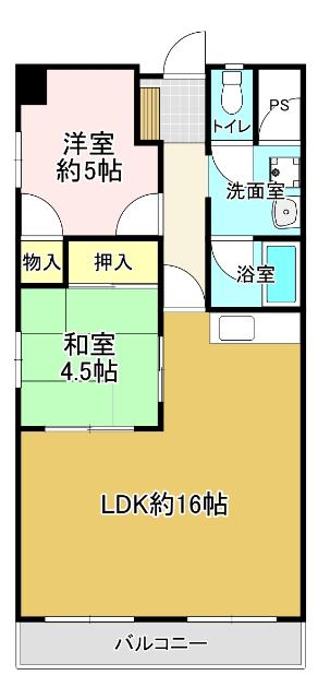 コーポ11(2LDK/10階)の間取り写真