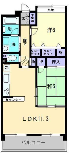 クレールII(2LDK/4階)の間取り写真