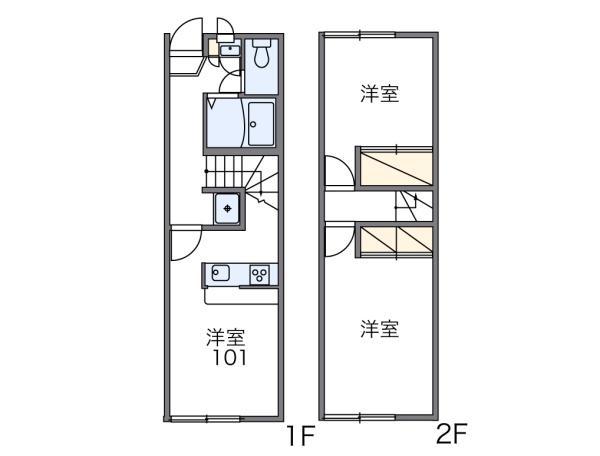 レオパレスヤマサⅡ(2DK/1階)の間取り写真