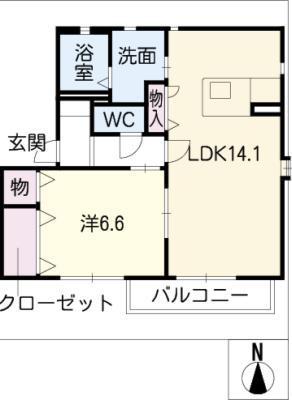 OHANA HARMONY(1LDK/1階)の間取り写真