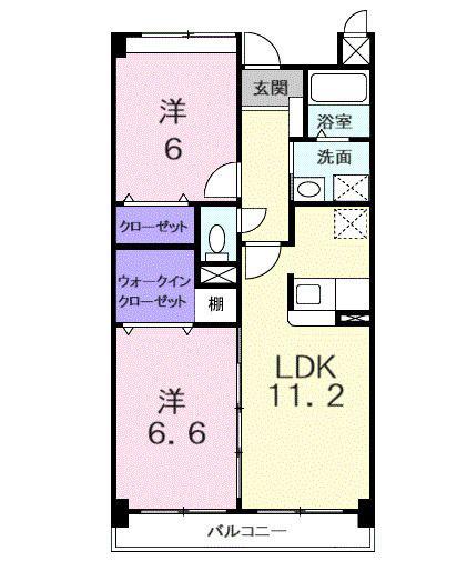 グランディ東所沢(2LDK/1階)の間取り写真