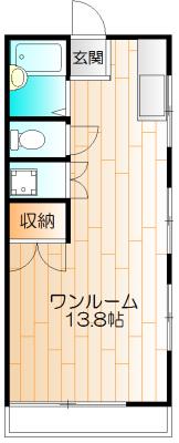 土橋マンション(ワンルーム/2階)の間取り写真
