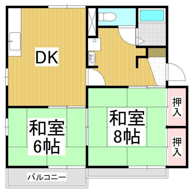 タウニィー緑ヶ丘A(2DK/2階)の間取り写真