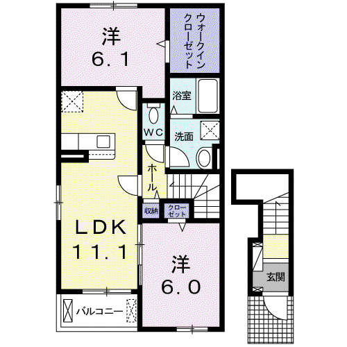 フェデール(2LDK/2階)の間取り写真