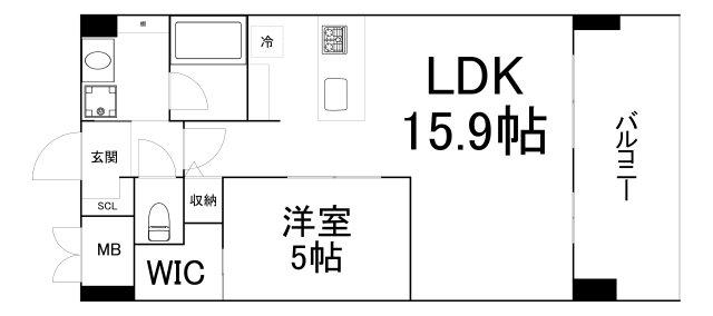 グランマーレ小路駅前(1LDK/3階)の間取り写真