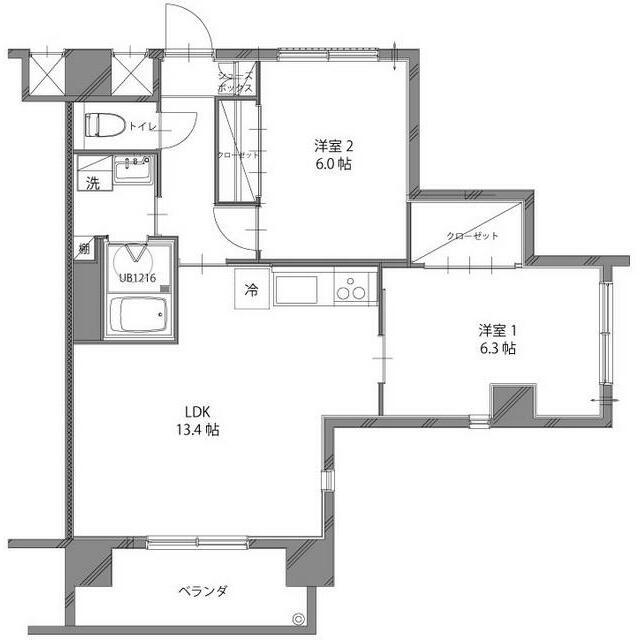 ルミエールレジデンス天神町(2LDK/2階)の間取り写真