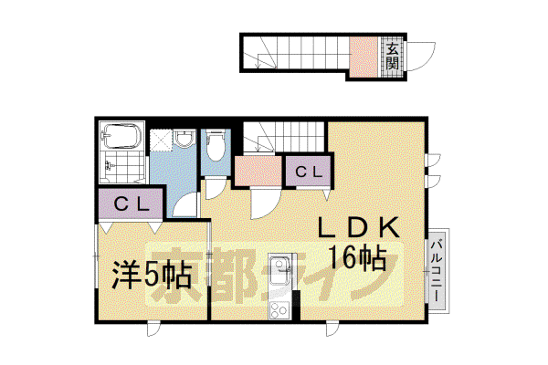 DUO SOLEIL 一乗寺(1LDK/2階)の間取り写真