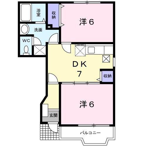 セレーノB(2DK/1階)の間取り写真