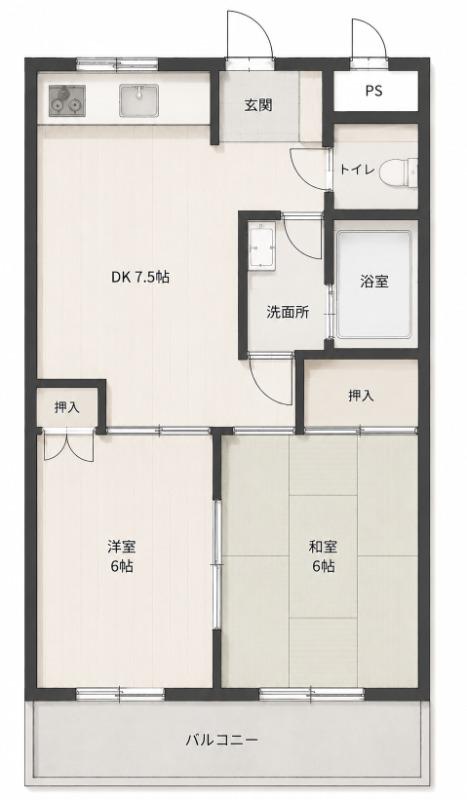 パークサイド山路(2DK/3階)の間取り写真