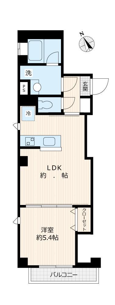 草野ビル(1LDK/2階)の間取り写真