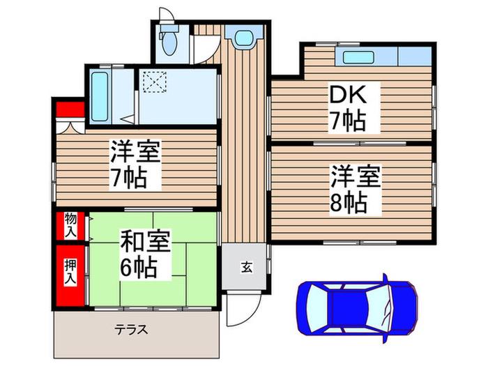 タケダハイツ(3DK/1階)の間取り写真