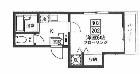 セレ早稲田(1K/3階)の間取り写真