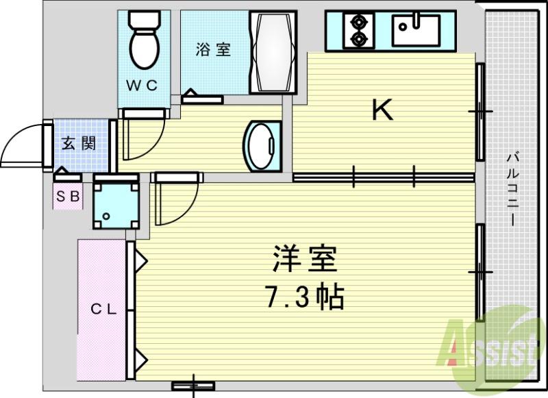 アライブ千里丘(1K/8階)の間取り写真