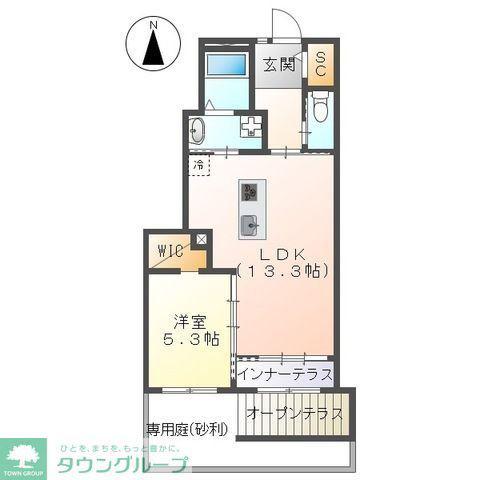 ヴィラ・アカラージュ(1LDK/1階)の間取り写真