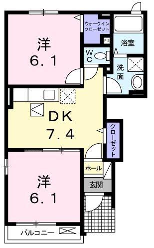 ライフ ライズB(2DK/1階)の間取り写真