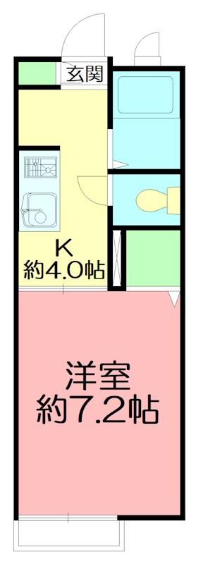 クレールJE茅ケ崎(1K/2階)の間取り写真