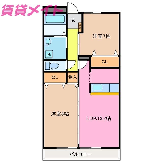 LANDMARK玉垣(2LDK/6階)の間取り写真